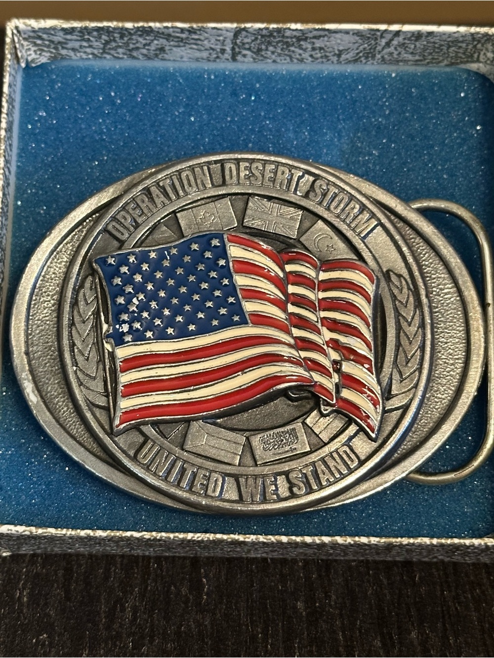 Operation Desert Storm United We Stand Belt Buckle